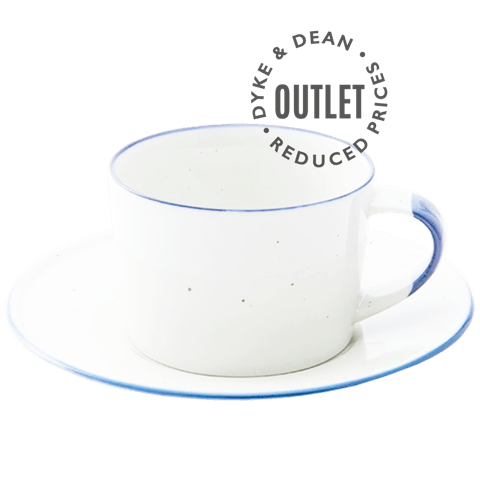 BLUE DETAIL MANSES DESIGN CERAMIC TEACUP AND SAUCER - DYKE & DEAN