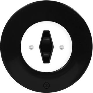 CLASSIC PORCELAIN BLACK DIAMOND ROTARY DOMINO SWITCH - DYKE & DEAN