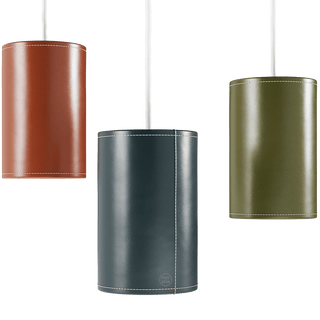 CUERO CYLINDER LEATHER PENDANT LIGHT BLACK - DYKE & DEAN