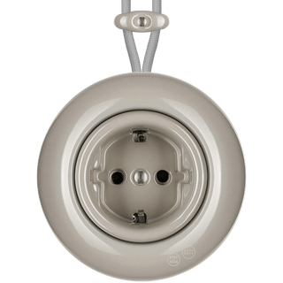 PORCELAIN KATY PATY COLONA ROUND SURFACE MOUNTED SCHUKO SOCKET CAPPUCCINO - DYKE & DEAN
