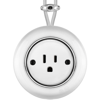 PORCELAIN KATY PATY COLONA ROUND SURFACE MOUNTED USA 15AMP SOCKET CHROME - DYKE & DEAN