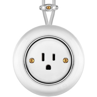 PORCELAIN KATY PATY COLONA ROUND SURFACE MOUNTED USA 15AMP SOCKET CHROME - DYKE & DEAN