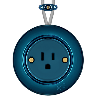 PORCELAIN KATY PATY COLONA ROUND SURFACE MOUNTED USA 15AMP SOCKET DARK BLUE - DYKE & DEAN