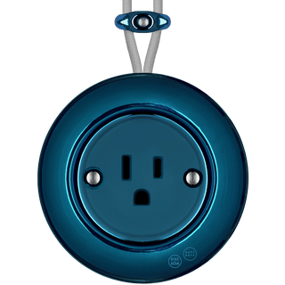 PORCELAIN KATY PATY COLONA ROUND SURFACE MOUNTED USA 15AMP SOCKET DARK BLUE - DYKE & DEAN