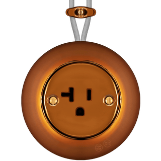 PORCELAIN KATY PATY COLONA ROUND SURFACE MOUNTED USA 20AMP SOCKET BRONZE - DYKE & DEAN
