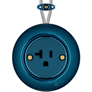 PORCELAIN KATY PATY COLONA ROUND SURFACE MOUNTED USA 20AMP SOCKET DARK BLUE - DYKE & DEAN
