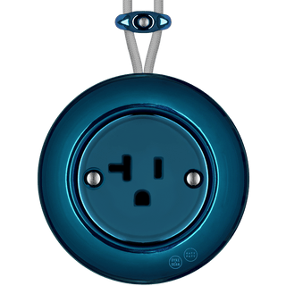 PORCELAIN KATY PATY COLONA ROUND SURFACE MOUNTED USA 20AMP SOCKET DARK BLUE - DYKE & DEAN