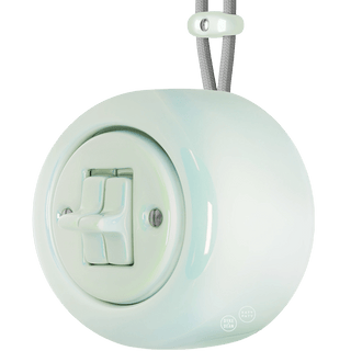 PORCELAIN ROUND SURFACE MOUNTED DOUBLE TOGGLE BUTTON SWITCH CONCHA - DYKE & DEAN