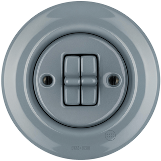 PORCELAIN WALL LIGHT SWITCH ASH GREY 2 TOGGLE - DYKE & DEAN