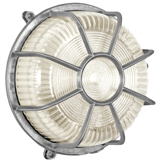 ROUND CAGED NICKEL BULKHEAD LAMP - DYKE & DEAN