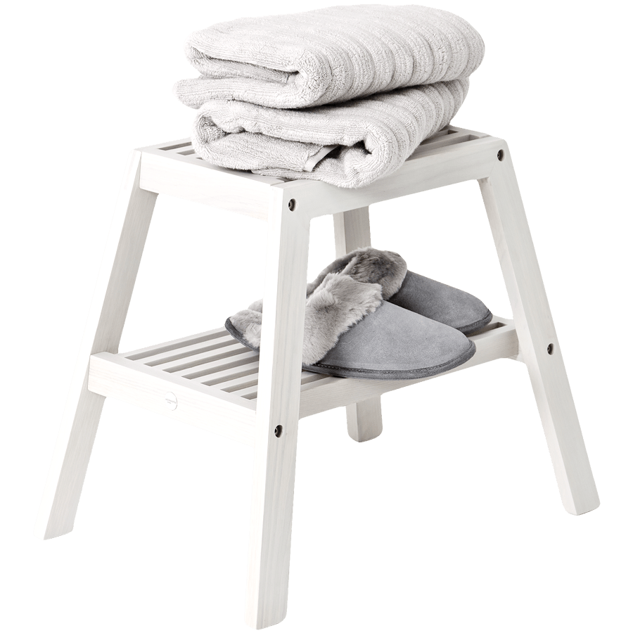 SLATTED BATH STOOL NATURAL OYSTER - DYKE & DEAN