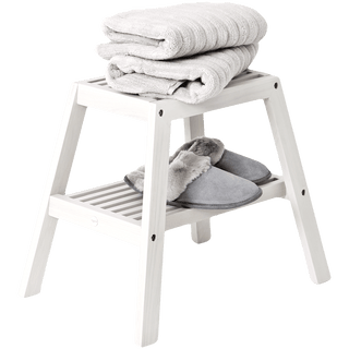 SLATTED BATH STOOL NATURAL OYSTER - DYKE & DEAN