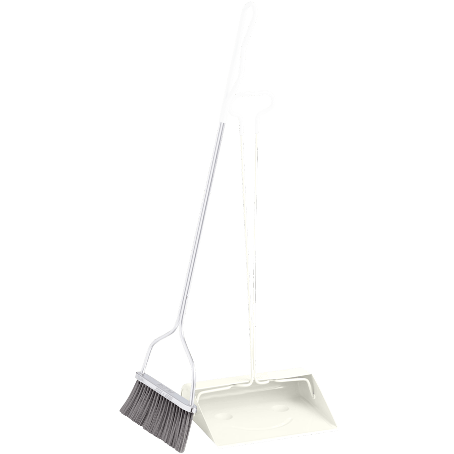 SMILEY DUST BROOM SET LONG HANDLE IVORY - DYKE & DEAN