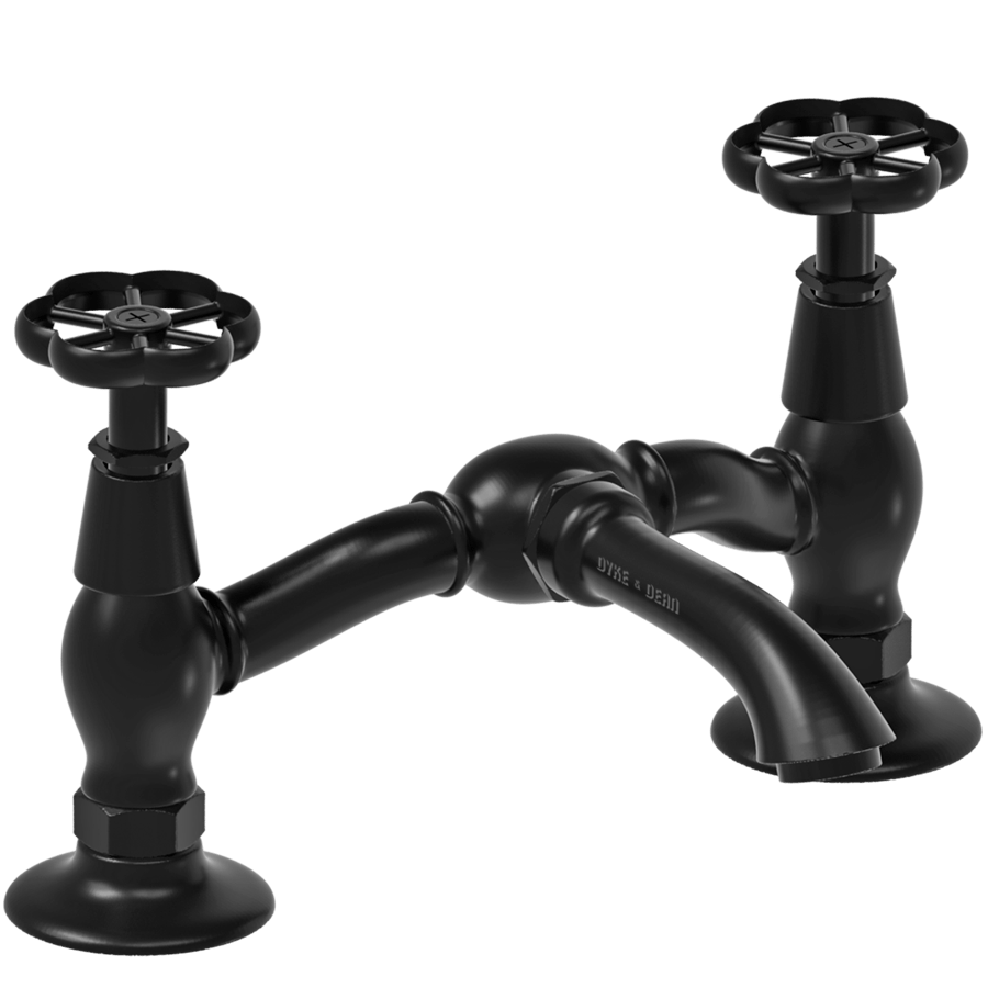 SURFACE MOUNTED TWIN BRIDGE FLOWER TAPS - DYKE & DEAN