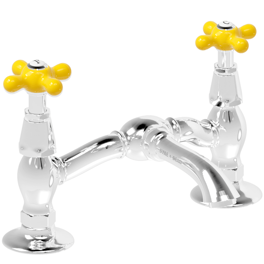 SURFACE MOUNTED TWIN BRIDGE PIC 'N' MIX PORCELAIN TAPS - DYKE & DEAN