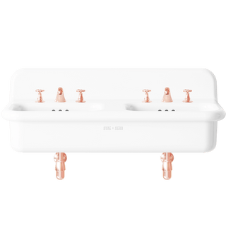 TRUE LITE CERAMIC MOUNTED DOUBLE SINK WHITE - DYKE & DEAN