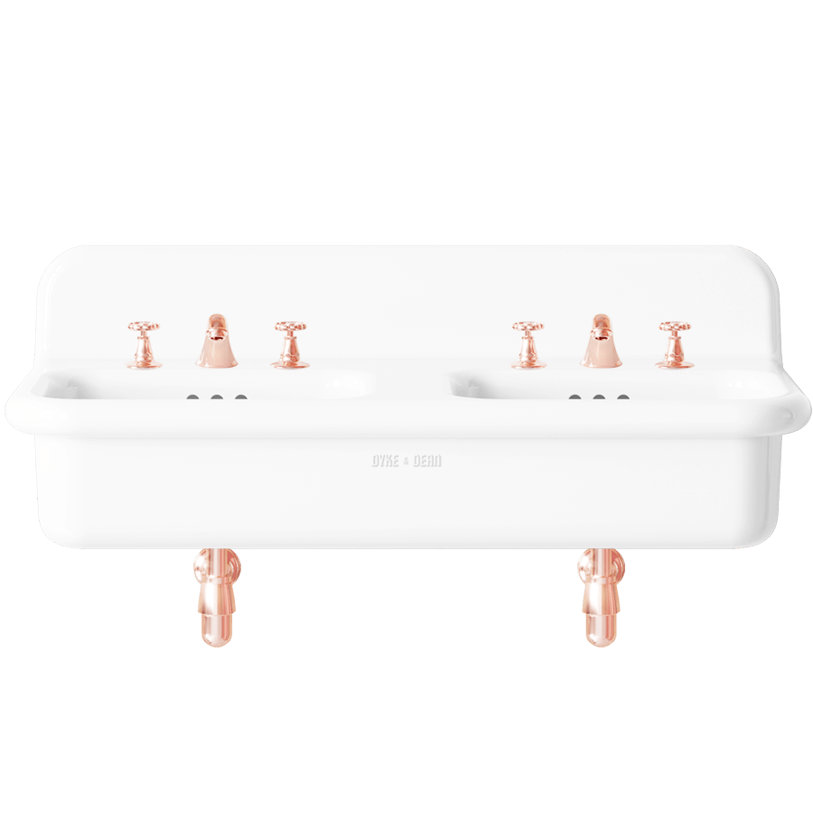 TRUE LITE CERAMIC MOUNTED DOUBLE SINK WHITE LEGS - DYKE & DEAN