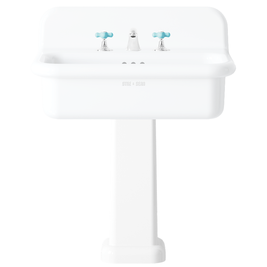 TRUE LITE CERAMIC MOUNTED MEDIUM SINK WHITE PEDESTAL - DYKE & DEAN