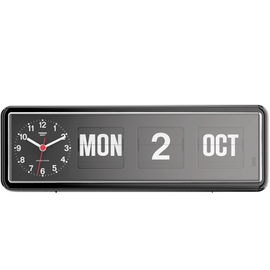 TWEMCO CALENDAR FLIP CLOCK BQ-38 BLACK - DYKE & DEAN