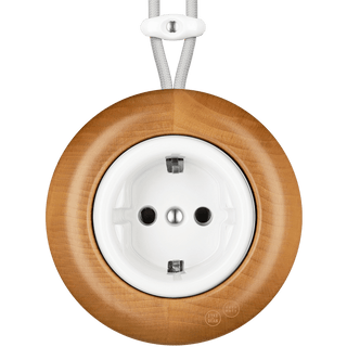 WOODEN PORCELAIN SURFACE MOUNTED FAGUS SOCKET SCHUKO - DYKE & DEAN