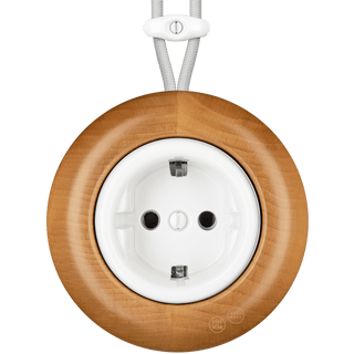 WOODEN PORCELAIN SURFACE MOUNTED FAGUS SOCKET SCHUKO - DYKE & DEAN