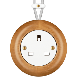 WOODEN PORCELAIN SURFACE MOUNTED FAGUS SOCKET UK - DYKE & DEAN