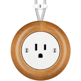 WOODEN PORCELAIN SURFACE MOUNTED FAGUS SOCKET USA 15AMP - DYKE & DEAN