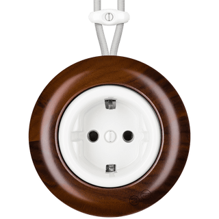 WOODEN PORCELAIN SURFACE MOUNTED NUC MAG SOCKET SCHUKO - DYKE & DEAN