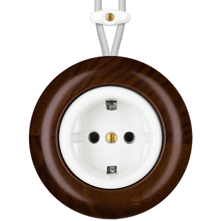 WOODEN PORCELAIN SURFACE MOUNTED NUCLEUS SOCKET SCHUKO - DYKE & DEAN