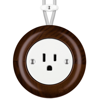 WOODEN PORCELAIN SURFACE MOUNTED NUCLEUS SOCKET USA 15AMP - DYKE & DEAN