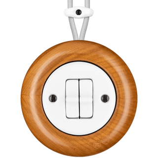 WOODEN PORCELAIN SURFACE MOUNTED PADELUS DOUBLE TOGGLE SWITCH - DYKE & DEAN
