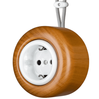 WOODEN PORCELAIN SURFACE MOUNTED PADELUS SOCKET SCHUKO - DYKE & DEAN