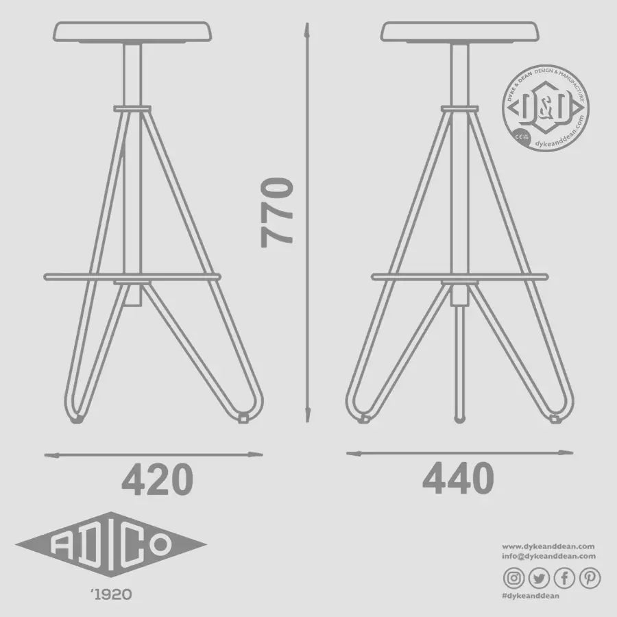 ADICO 274 ADJUSTABLE HIGH STOOL - DYKE & DEAN