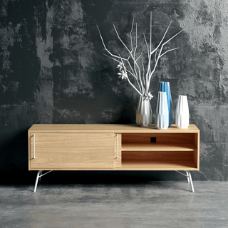 ASHBURN TV SIDEBOARD OAK WHITE LEGS - DYKE & DEAN