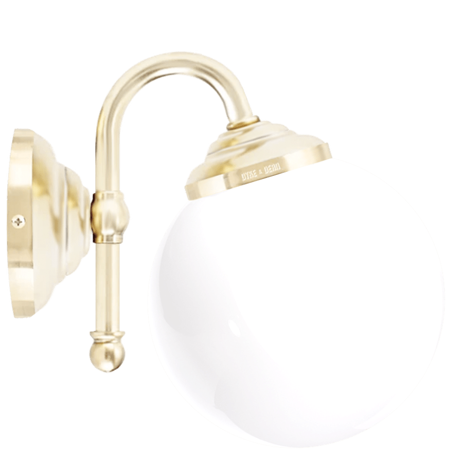 BISTRO OPAL GLOBE WALL LIGHT BRASS - DYKE & DEAN