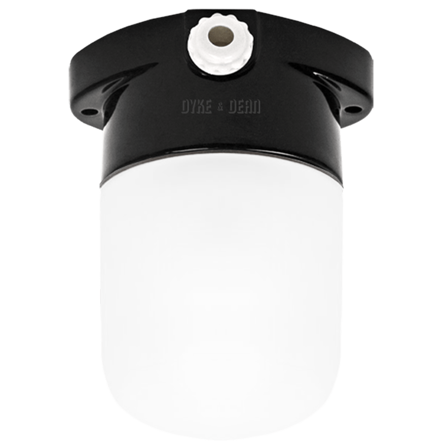 BLACK CERAMIC MOUNTED WALL LIGHT FROSTED E27 - DYKE & DEAN