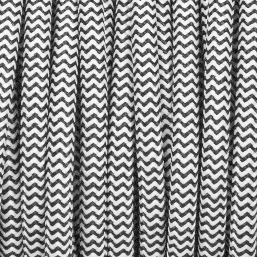 BLACK & WHITE ZIG ZAG ROUND FABRIC CABLE - DYKE & DEAN