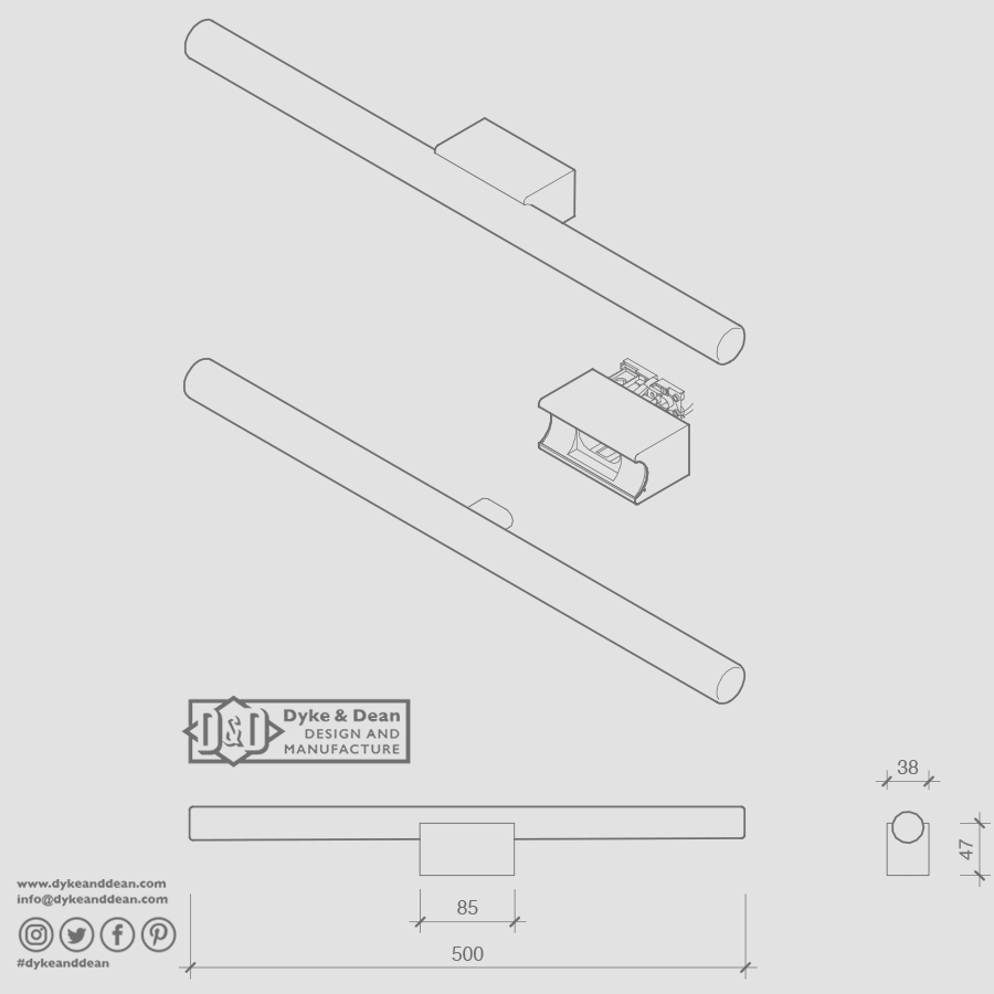 BRASS PEG TUBE BULB MOUNT - DYKE & DEAN