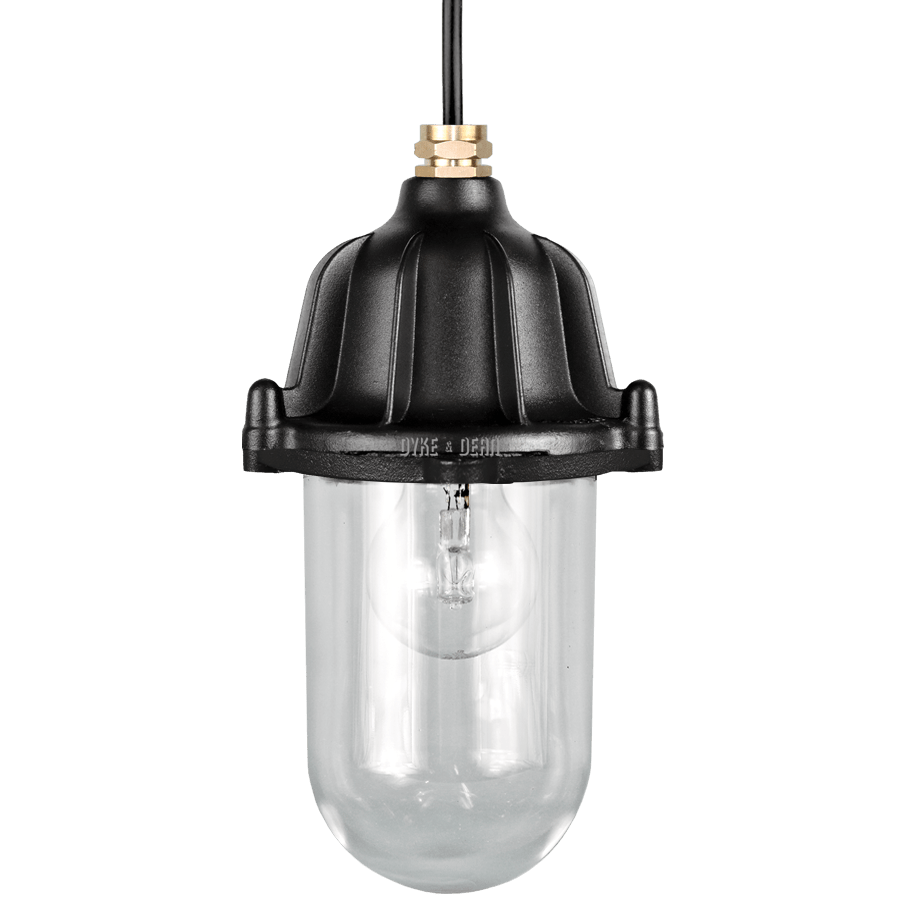 CAST LANTERN PENDANT BLACK BRASS CABLE GLAND - DYKE & DEAN