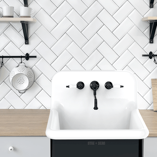 CERAMIC SPLASH BACK UTILITY SINK - DYKE & DEAN