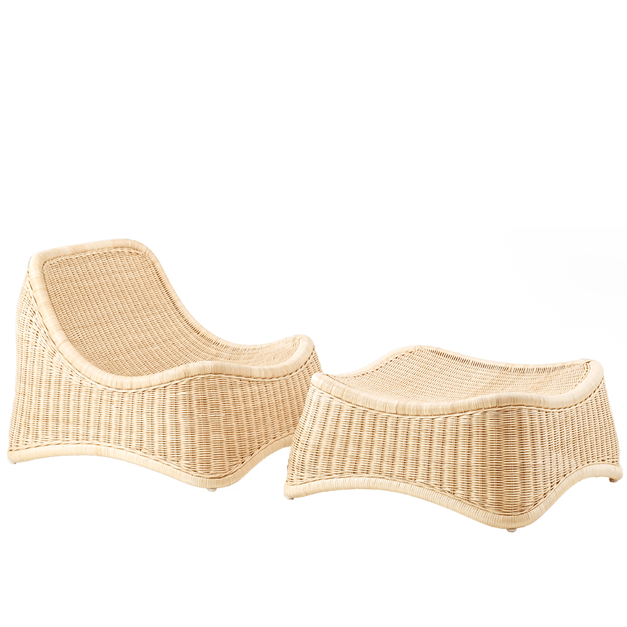 CHILL LOUNGE CHAIR & STOOL RATTAN - DYKE & DEAN