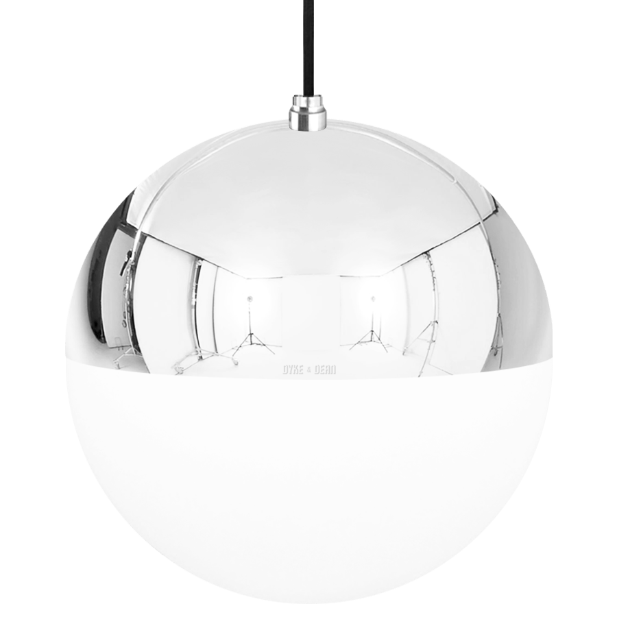 DOME CAPPED OPAL GLOBE PENDANT CHROME 300MM - DYKE & DEAN