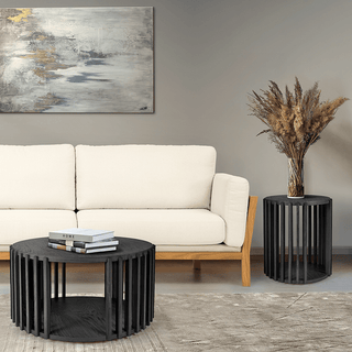 DRUM SIDE TABLE BLACK OAK - DYKE & DEAN