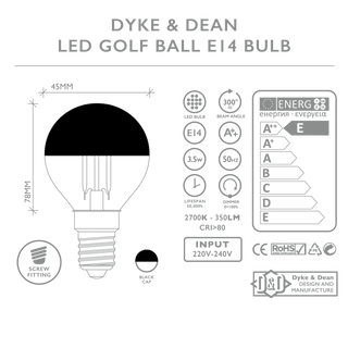 DYKE & DEAN LED BLACK CAP E14 BULB - DYKE & DEAN