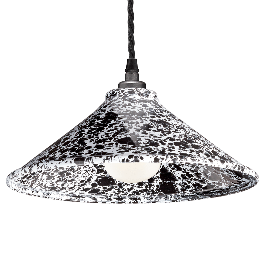 DYKE & DEAN SPLATTERWARE ENAMEL CONE SHADE BLACK - DYKE & DEAN