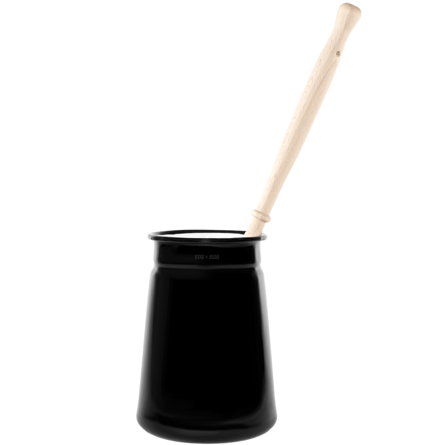 ENAMEL TOILET BRUSH HOLDER SET BLACK - DYKE & DEAN