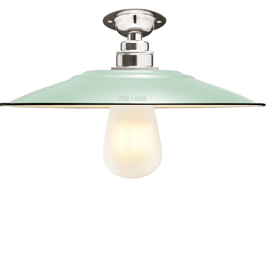 FIXED FLAT MINT GREEN ENAMEL SHADE - DYKE & DEAN