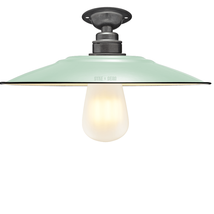 FIXED FLAT MINT GREEN ENAMEL SHADE - DYKE & DEAN