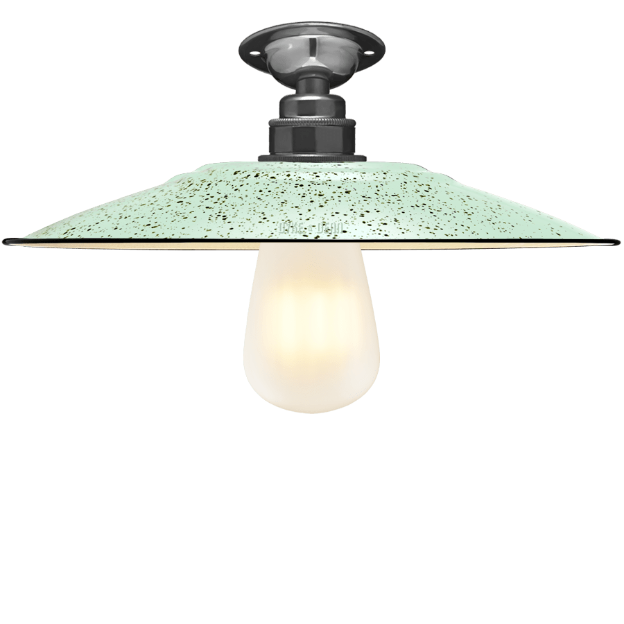 FIXED FLAT MINT GREEN SPECKLE ENAMEL SHADE - DYKE & DEAN