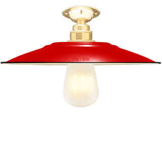 FIXED FLAT RED ENAMEL SHADE - DYKE & DEAN